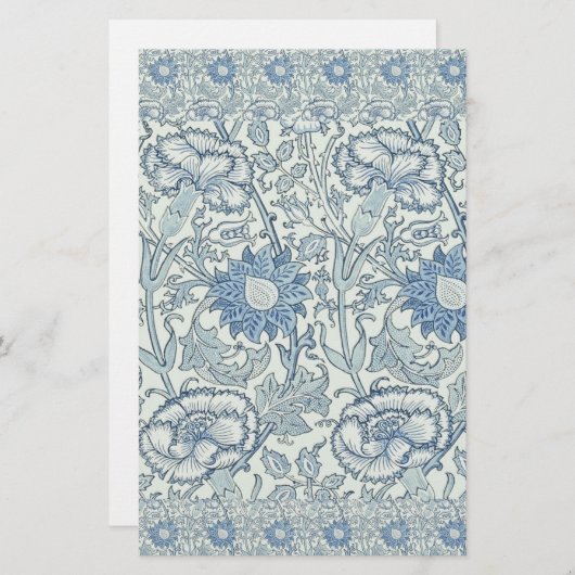 William Morris Schönes Blumenmuster, blau, Rose Briefpapier (Vorne/Hinten)