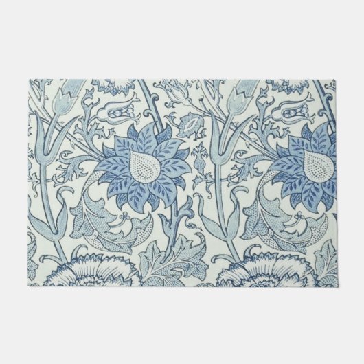 William Morris Schönes Blumenmuster, blau, Rose Fußmatte (Vorderseite)
