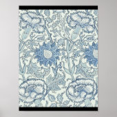 William Morris Schönes Blumenmuster, blau, Rose Poster (Vorne)