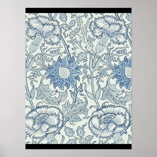 William Morris Schönes Blumenmuster, blau, Rose Poster (Vorne)