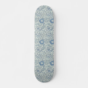William Morris Schönes Blumenmuster, blau, Rose Skateboard