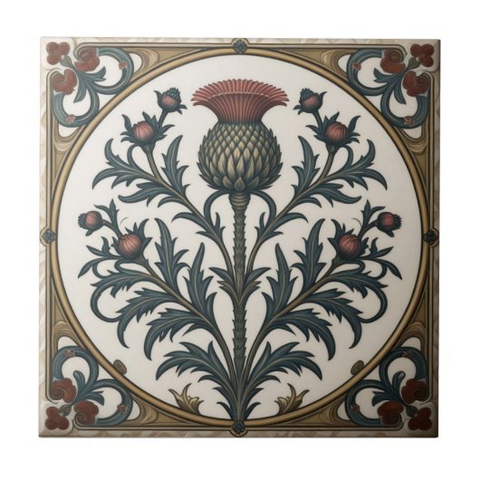 William Morris Schottische Distel altmodisch flora Fliese (Vorderseite)