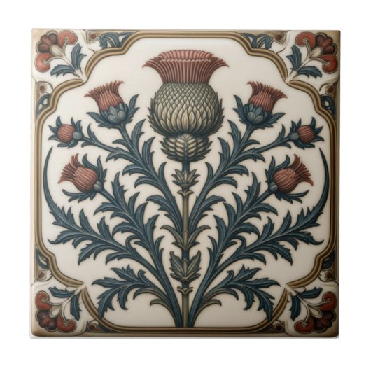 William Morris Schottische Distel altmodisch flora Fliese (Vorderseite)