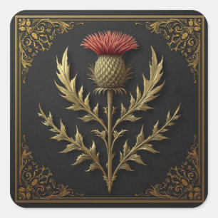 William Morris Schottische Distel vintage floral Quadratischer Aufkleber