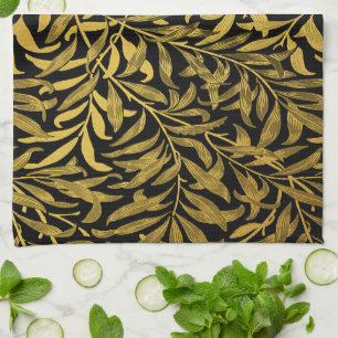 William Morris Schwarz und Gold Weidenzweig Geschirrtuch