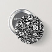 William Morris Schwarz-Weiß-Reben-Muster Button (Vorne & Hinten)