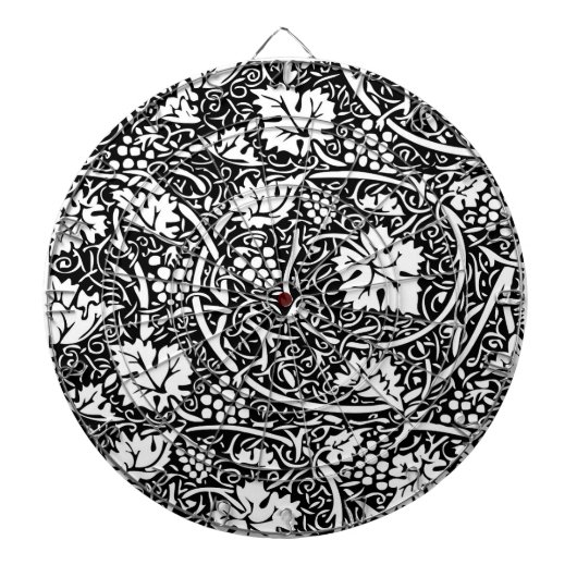 William Morris Schwarz-Weiß-Reben-Muster Dartscheibe (vorne)