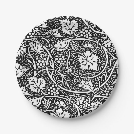 William Morris Schwarz-Weiß-Reben-Muster Pappteller (Vorderseite)
