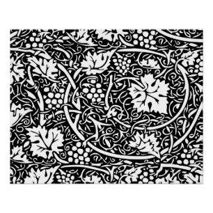 William Morris Schwarz-Weiß-Reben-Muster Poster