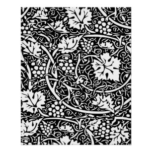 William Morris Schwarz-Weiß-Reben-Muster Poster