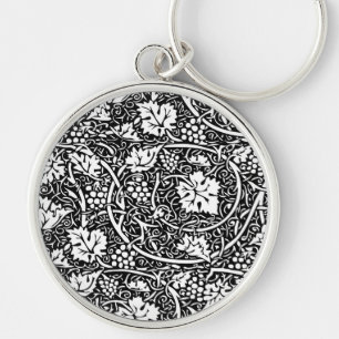 William Morris Schwarz-Weiß-Reben-Muster Schlüsselanhänger