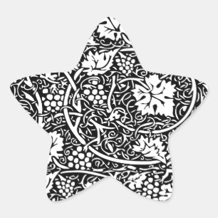 William Morris Schwarz-Weiß-Reben-Muster Stern-Aufkleber