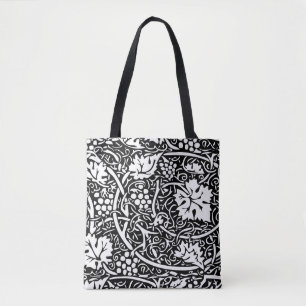 William Morris Schwarz-Weiß-Reben-Muster Tasche