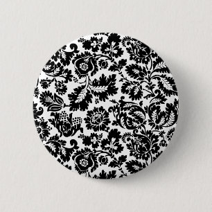 William Morris Schwarz-Weiß-Venetianisches Blumenm Button
