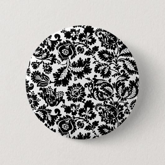 William Morris Schwarz-Weiß-Venetianisches Blumenm Button (Vorderseite)