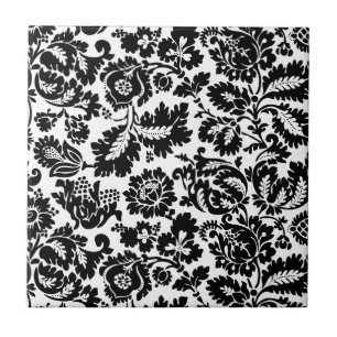 William Morris Schwarz-Weiß-Venetianisches Blumenm Fliese