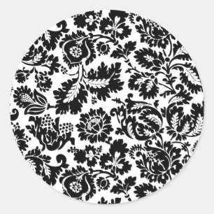 William Morris Schwarz-Weiß-Venetianisches Blumenm Runder Aufkleber