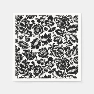 William Morris Schwarz-Weiß-Venetianisches Blumenm Serviette