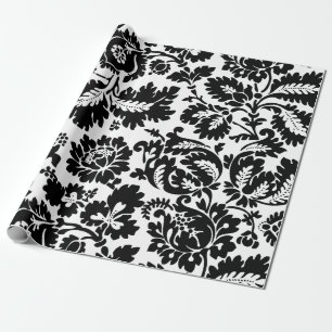 William Morris Schwarz-Weiß-Venezianisches Blumenm Geschenkpapier