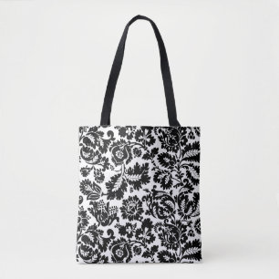 William Morris Schwarz-Weiß-Venezianisches Blumenm Tasche