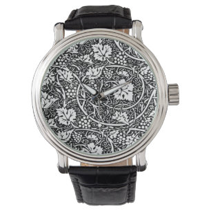William Morris Schwarz-weißer Weintraum Armbanduhr