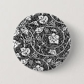 William Morris Schwarz-weißer Weintraum Button (Vorderseite)