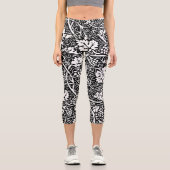 William Morris Schwarz-weißer Weintraum Capri Leggings (Vorderseite)