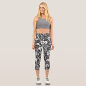 William Morris Schwarz-weißer Weintraum Capri Leggings (Vorderseite)