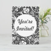 William Morris Schwarz-weißer Weintraum Einladung (Stehend Vorderseite)