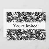 William Morris Schwarz-weißer Weintraum Einladung (Vorne/Hinten)