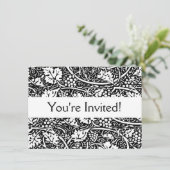 William Morris Schwarz-weißer Weintraum Einladung (Stehend Vorderseite)