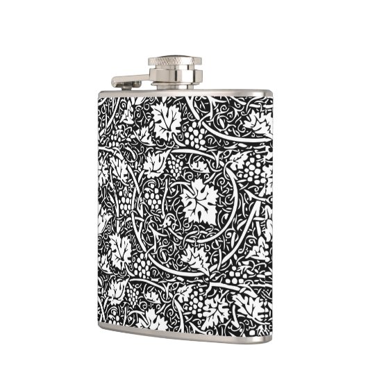 William Morris Schwarz-weißer Weintraum Flachmann (Links)