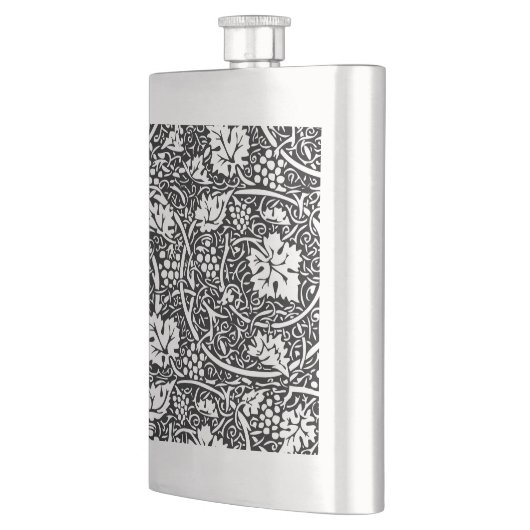 William Morris Schwarz-weißer Weintraum Flachmann (Links)