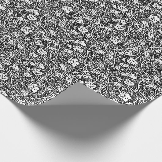 William Morris Schwarz-weißer Weintraum Geschenkpapier (Ecke)