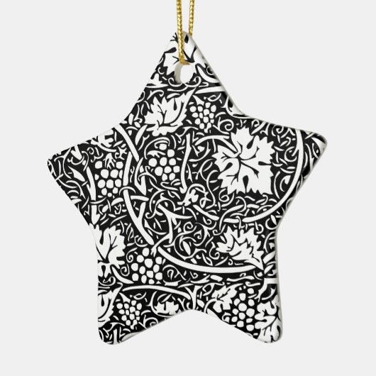 William Morris Schwarz-weißer Weintraum Keramikornament (Links)