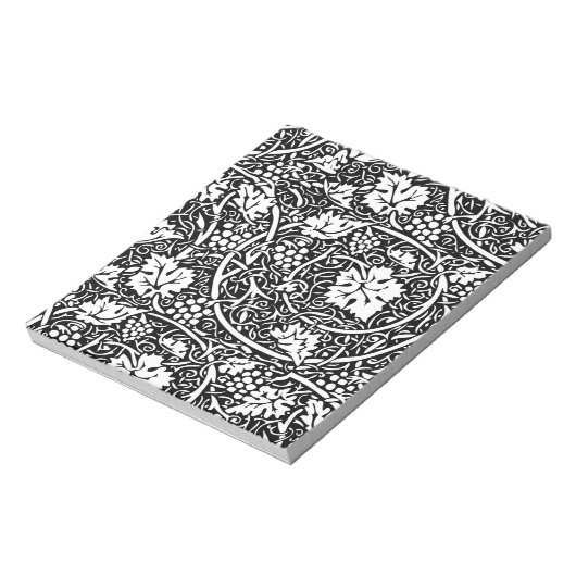 William Morris Schwarz-weißer Weintraum Notizblock (Rotiert)