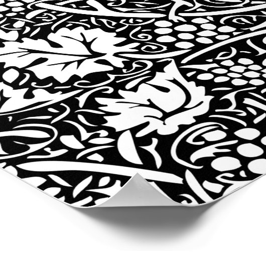 William Morris Schwarz-weißer Weintraum Poster (Ecke)