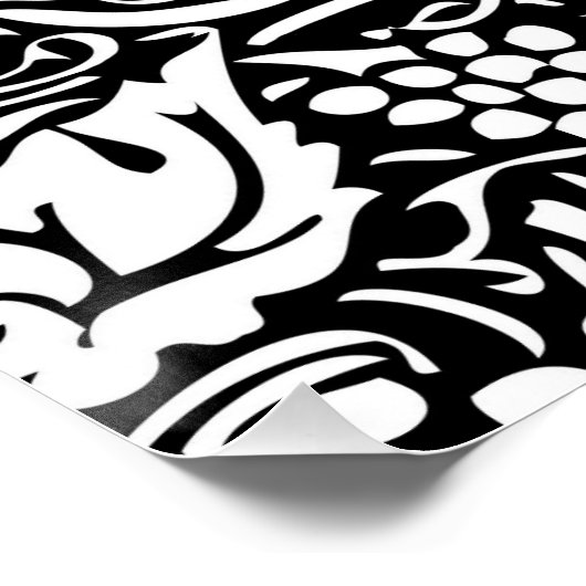 William Morris Schwarz-weißer Weintraum Poster (Ecke)