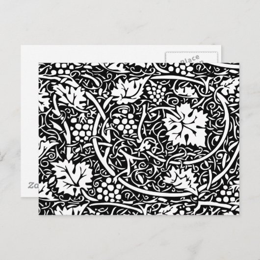 William Morris Schwarz-weißer Weintraum Postkarte (Vorne/Hinten)