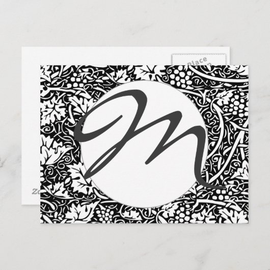 William Morris Schwarz-weißer Weintraum Postkarte (Vorne/Hinten)