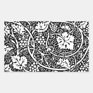William Morris Schwarz-weißer Weintraum Rechteckiger Aufkleber