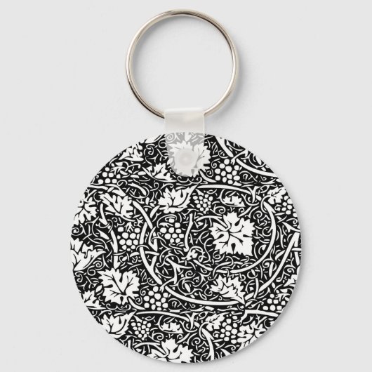 William Morris Schwarz-weißer Weintraum Schlüsselanhänger (Vorderseite)