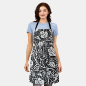 William Morris Schwarz-weißer Weintraum Schürze (Getragen)