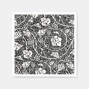 William Morris Schwarz-weißer Weintraum Serviette