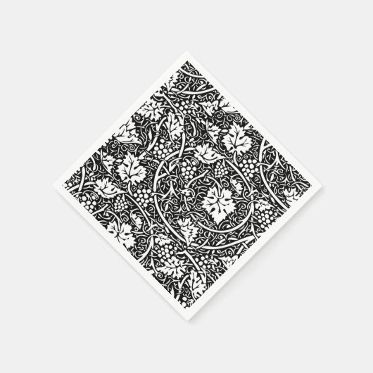 William Morris Schwarz-weißer Weintraum Serviette (Ecke)