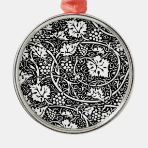 William Morris Schwarz-weißer Weintraum Silbernes Ornament