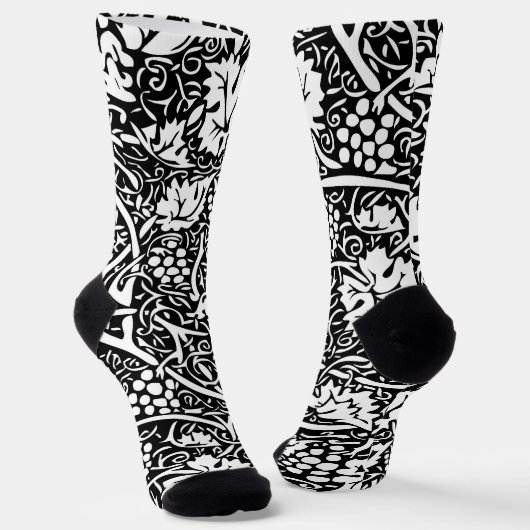 William Morris Schwarz-weißer Weintraum Socken (Gewinkelt)