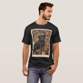 William Morris Schwarzer Mops Blumenmuster T-Shirt (Vorne ganz)