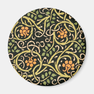 William Morris Schwarzes Blumenkunst-Druckdesign Magnet