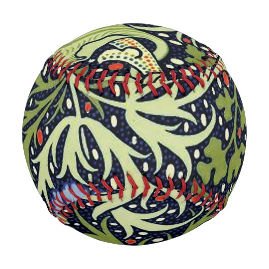 William Morris Seaweed Antike Blume Baseball (Rückseite)